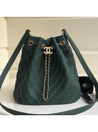 Chanel Chevron Pleated Bucket Bag Green 2019 Collection AQ02773