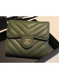 Chanel Chevron Small Flap Wallet Green 2018 AQ02855