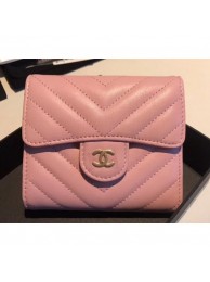 Chanel Chevron Small Flap Wallet Pink 2018 AQ01895