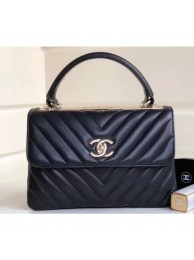 Chanel Chevron Trendy CC Small Flap Top Handle Bag A92236 Black 2018 AQ03172