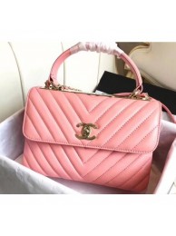 Chanel Chevron Trendy CC Small Flap Top Handle Bag A92236 Pink 2018 AQ01523