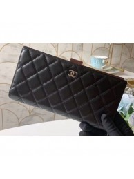 Chanel Classic Bi-fold Wallet Clutch Bag With Handle Strap A70525 Lambskin Black/Silver AQ00805