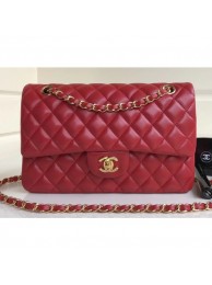 Chanel Classic Flap Medium Bag A1112 Red in Sheepskin Leather with Gold Hardware AQ01032