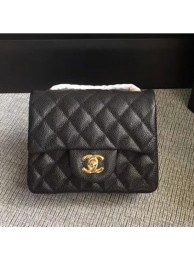 Chanel Classic Flap Mini Bag A1115 in Caviar Leather Black with Golden Hardware AQ00715
