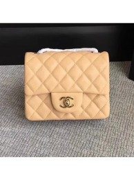 Chanel Classic Flap Mini Bag A1115 in Lambskin Leather Apricot with Golden Hardware AQ01520