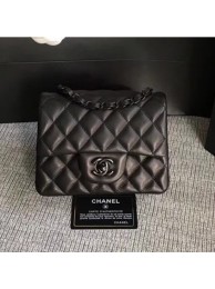 Chanel Classic Flap Mini Bag A1115 in Lambskin Leather Black with Black Hardware AQ01591