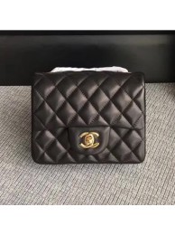 Chanel Classic Flap Mini Bag A1115 in Lambskin Leather Black with Golden Hardware AQ03047