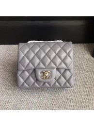 Chanel Classic Flap Mini Bag A1115 in Lambskin Leather Grey with Silver Hardware AQ04206