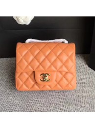 Chanel Classic Flap Mini Bag A1115 in Lambskin Leather Ochre with Golden Hardware AQ02301