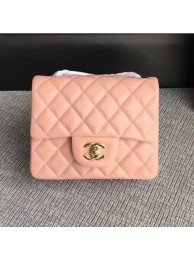 Chanel Classic Flap Mini Bag A1115 in Lambskin Leather Pink with Golden Hardware AQ03488