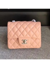 Chanel Classic Flap Mini Bag A1115 in Lambskin Leather Pink with Silver Hardware AQ01440