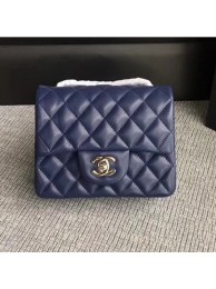 Chanel Classic Flap Mini Bag A1115 in Lambskin Leather Sapphire with Silver Hardware AQ01843