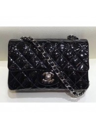 Chanel Classic Flap Small Bag A01116 Black in Patent Leather with Silver Hardware AQ02590