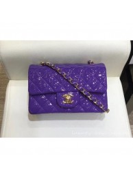 Chanel Classic Flap Small Bag A1116 purple in Patent Leather with gold Hardware AQ04207