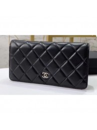 Chanel Classic Long Bi-fold Wallet 31566 Lambskin Black AQ03460