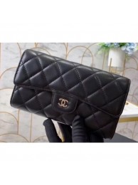 Chanel Classic Long Flap Wallet A31506 Lambskin Black AQ01633