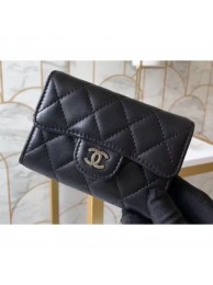 Chanel Classic Small Card Holder AP0214 Lambskin Black/Silver AQ01442