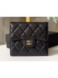 Chanel Classic Small Flap Wallet 31528 AP0231 Grained Calfskin Black/Gold AQ04260