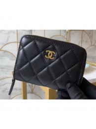 Chanel Classic Small Zipped Coin Purse 69272 Lambskin Black/Gold AQ01010