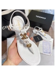 Chanel Clover Thong Sandals White 2020 AQ02462