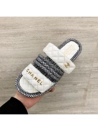 Chanel Cord Mules Slipper Sandals G34603 White 2019 AQ04239