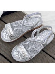 Chanel Cord Sandals G34602 Silver 2020 AQ03032