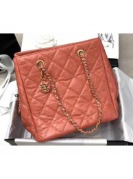 Chanel Crinkled Calfskin Shopping Tote Bag Lobster Pink 2020 AQ03856