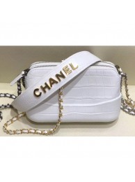 Chanel Crocodile Embossed Calfskin Gabrielle Clutch With Chain Bag A94505 White 2019 AQ02406