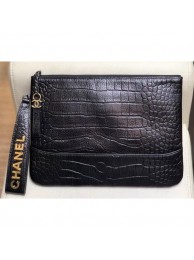 Chanel Crocodile Embossed Calfskin Gabrielle Pouch Clutch Small Bag A84287 Black 2019 AQ03577