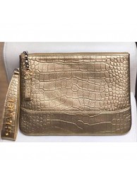 Chanel Crocodile Embossed Calfskin Gabrielle Pouch Clutch Small Bag A84287 Metallic Gold 2019 AQ02502