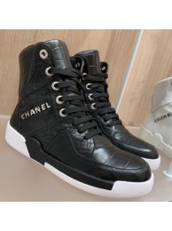 Chanel Crocodile Embossed Calfskin High-Top Sneakers G35079 Black 2019 Collection AQ03870