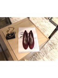 Chanel Crocodile Pattern Classic Bow Ballerinas Flats Dark Red 01 AQ00742