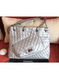 Chanel Crumpled Calfskin Patchwork Shopping Tote Bag Silver 2019 AQ04092