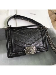 Chanel Crumpled Calfskin Small Boy Chanel Bag A67085 Black 2018(Silver-Tone Metal) Collection AQ01961