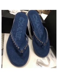 Chanel Denim Chain Thong Sandals Dark Blue 2020 AQ01123