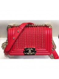 Chanel Embroidered Boy Small Flap Bag Red 2019 AQ03368