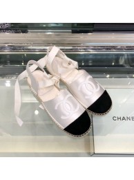 Chanel Fabric and Leather Slingback Lace-up Espadrilles Silver/Black 2019 Collection AQ00626