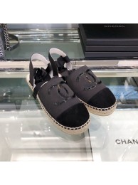 Chanel Fabric Slingback Lace-up Espadrilles Dark Gray 2019 Collection AQ01224