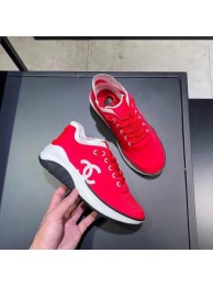 CHANEL FABRIC SNEAKERS G34763 RED/WHITE 2019 AQ02503