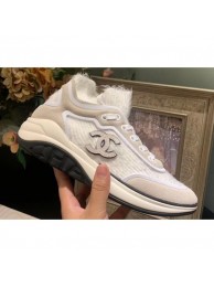 Chanel Fabric Suede Calfskin and TPU Sneakers G35202 White 2019 AQ02007