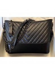 Chanel Gabrielle Medium Hobo Bag A93824 Chevron So Black 2019 AQ02763