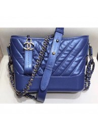 Chanel Glittered Aged Calfskin Gabrielle Small Hobo Bag A91810 Chevron Blue 2019 AQ03609