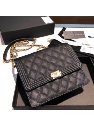 Chanel Grained Calfskin Boy Square Wallet on Chain WOC Black 2018 Collection AQ00827