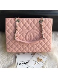 Chanel Grained Calfskin Grand Shopping Tote GST Bag Pink/Silver Collection AQ02607