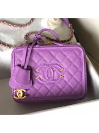 Chanel Grained Calfskin Medium Vanity Case Bag A93343 Purple 2019 Collection AQ03881