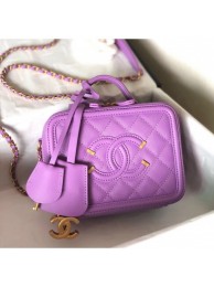 Chanel Grained Calfskin Small Vanity Case Bag A93342 Purple 2019 Collection AQ01435