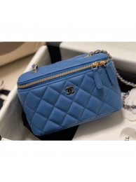 Chanel Grained Calfskin Small Vanity with Classic Chain Bag AP1341 Blue 2020 AQ04263