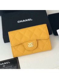 Chanel Grained Leather Classic Card Holder AP0214 Yellow 2019 Collection AQ04353