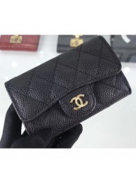 Chanel Grained Leather Classic Flap Card Holder A80799 Black/Gold AQ01498