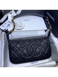 Chanel Grained Leather Hobo Bag B01960 Black 2020 Collection AQ02477